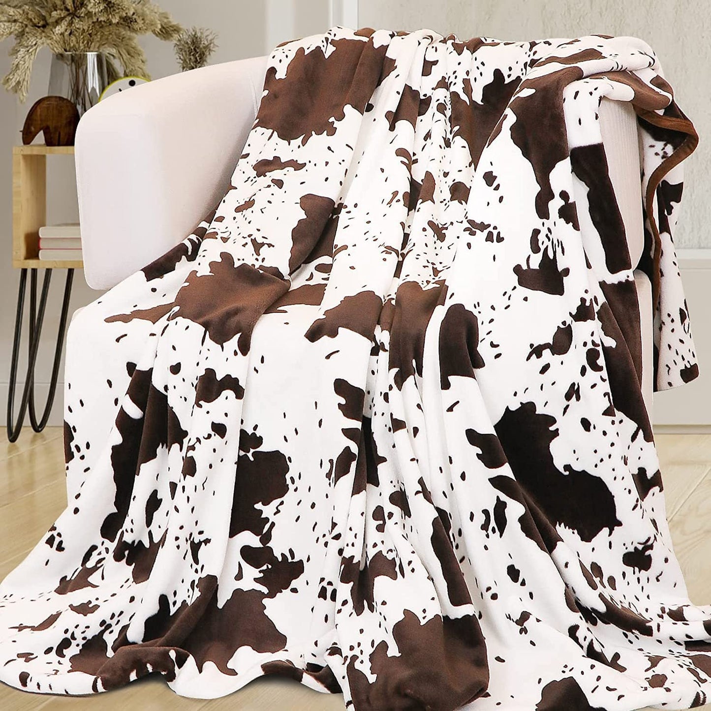 Manta de Franela Digital con Estampado de Vaca