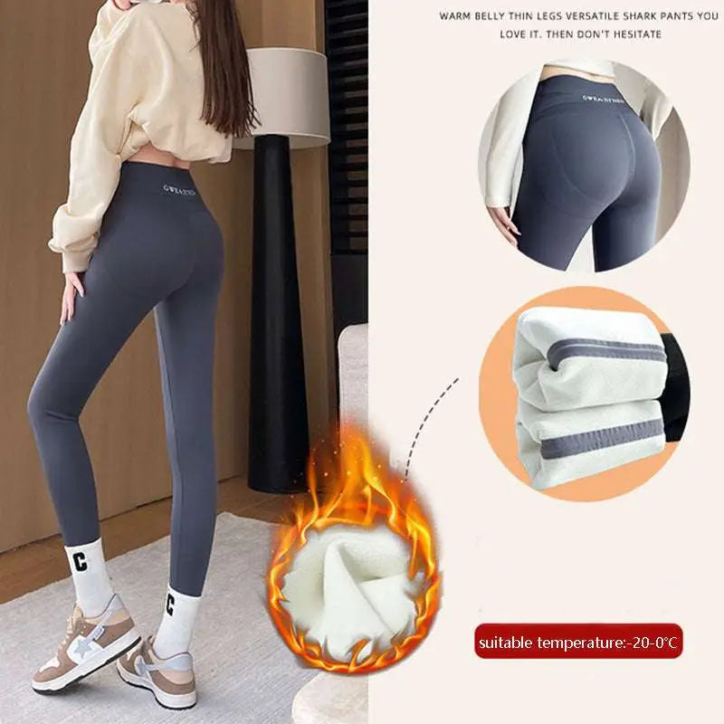 Fleece Thickened Winter Shark Pants High Waist Leggings