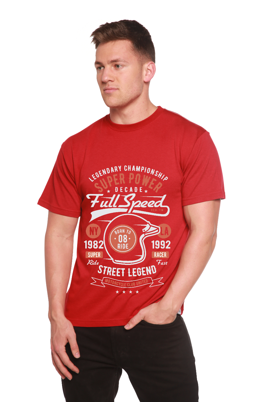 T-shirt graphique à manches courtes en viscose de bambou et coton biologique pour homme Full Speed Super