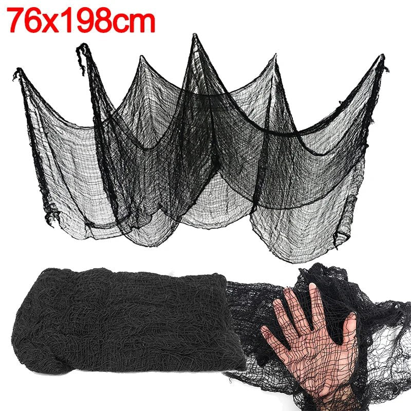 Halloween Black Gauze Cloth | Hanging Decoration for Spooky Events