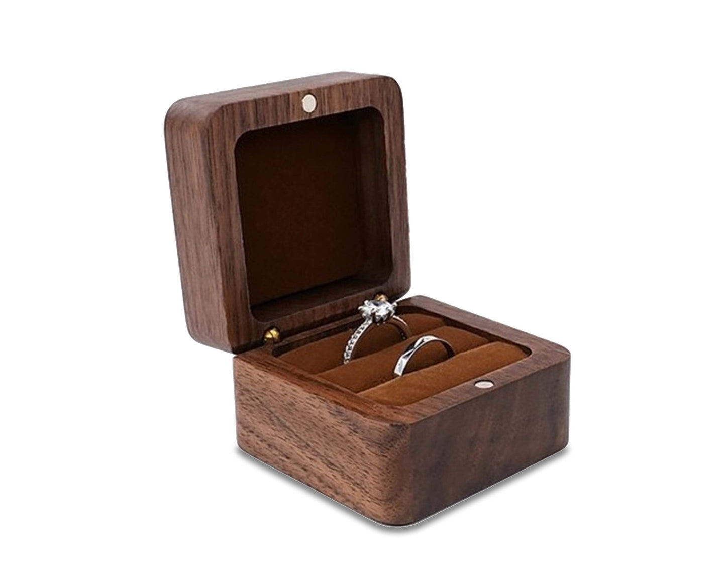 Wooden Ring Box Teak Wood Jewelry Storage Box Handmade Ring Holder Case