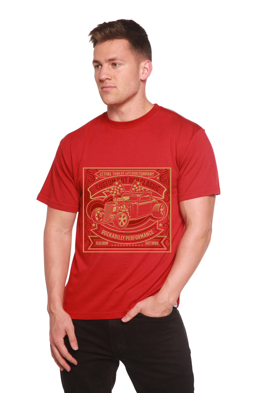T-shirt à manches courtes et motif Hot Rod pour homme en bambou, viscose et coton biologique