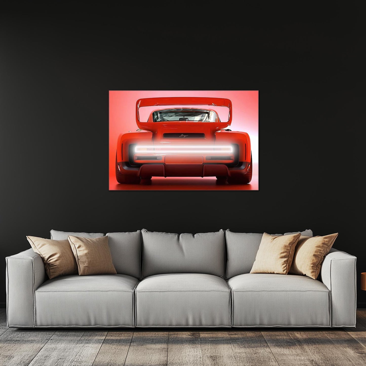 Futuristic Muscle Car Neon Wall Art - UV Printed LED Plexiglass Sign for Garage, Man Cave & Racing Fans - Adjustable Light and Free Shipping