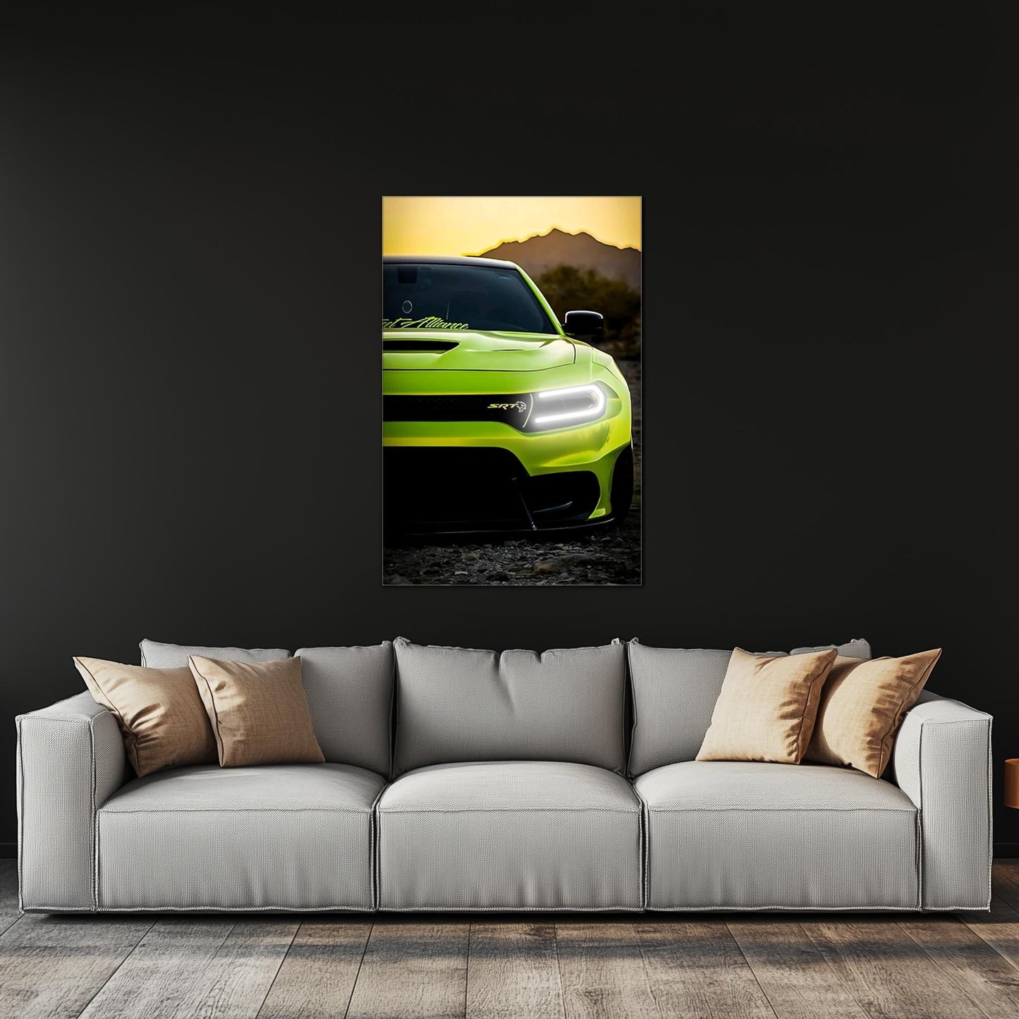 Modern Muscle Car Neon Wall Art - UV Printed LED Plexiglass Sign for Garage, Man Cave & Racing Fans - Adjustable Light and Free Shipping