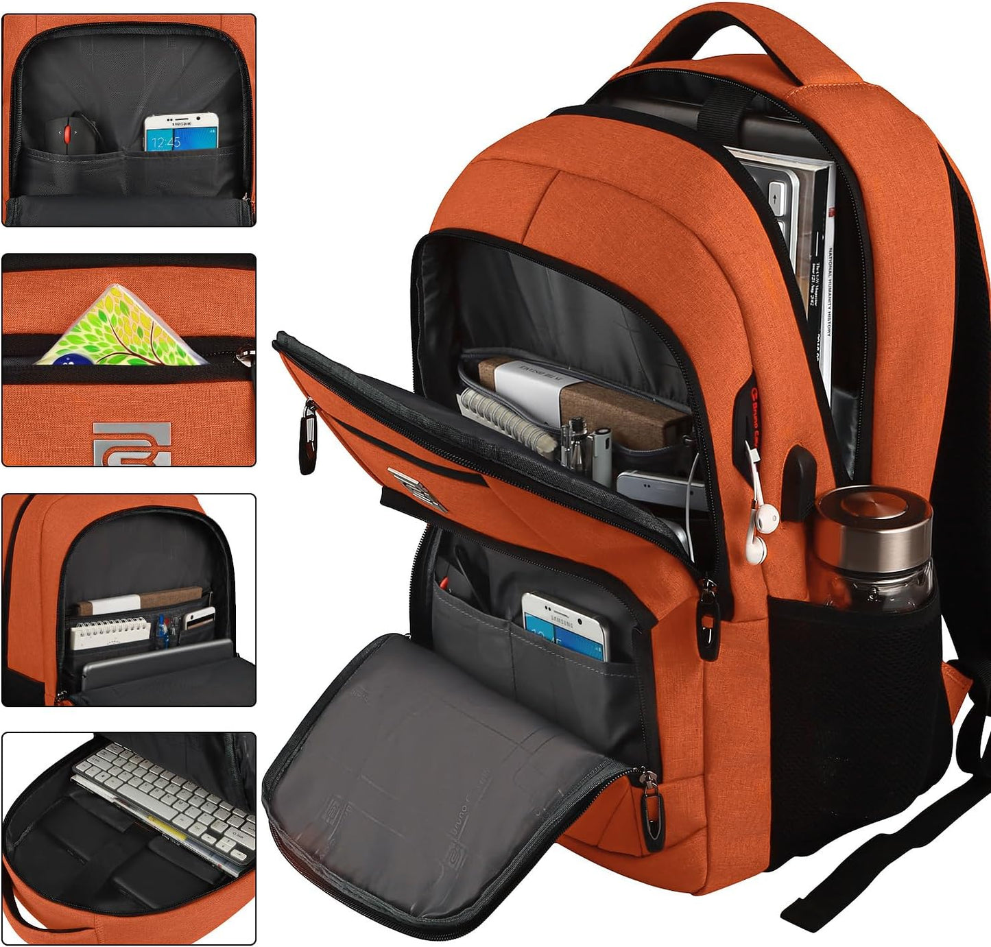 Sac à dos pour ordinateur portable mince antivol 15,6 pouces Sac de voyage à chargement USB