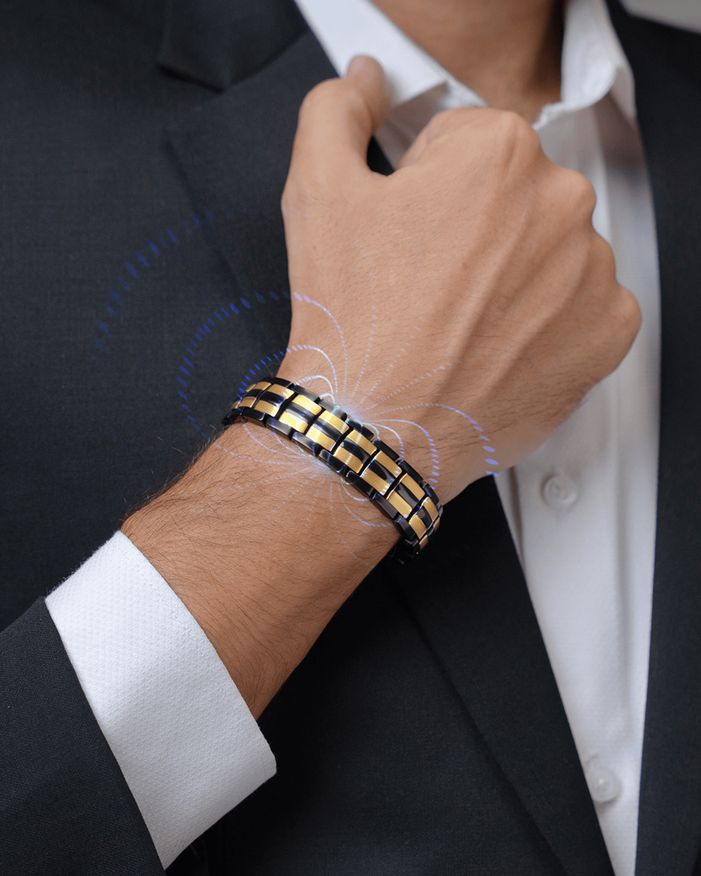 EllipseMAX Magnetic Bracelet for Men (Black & Gold)