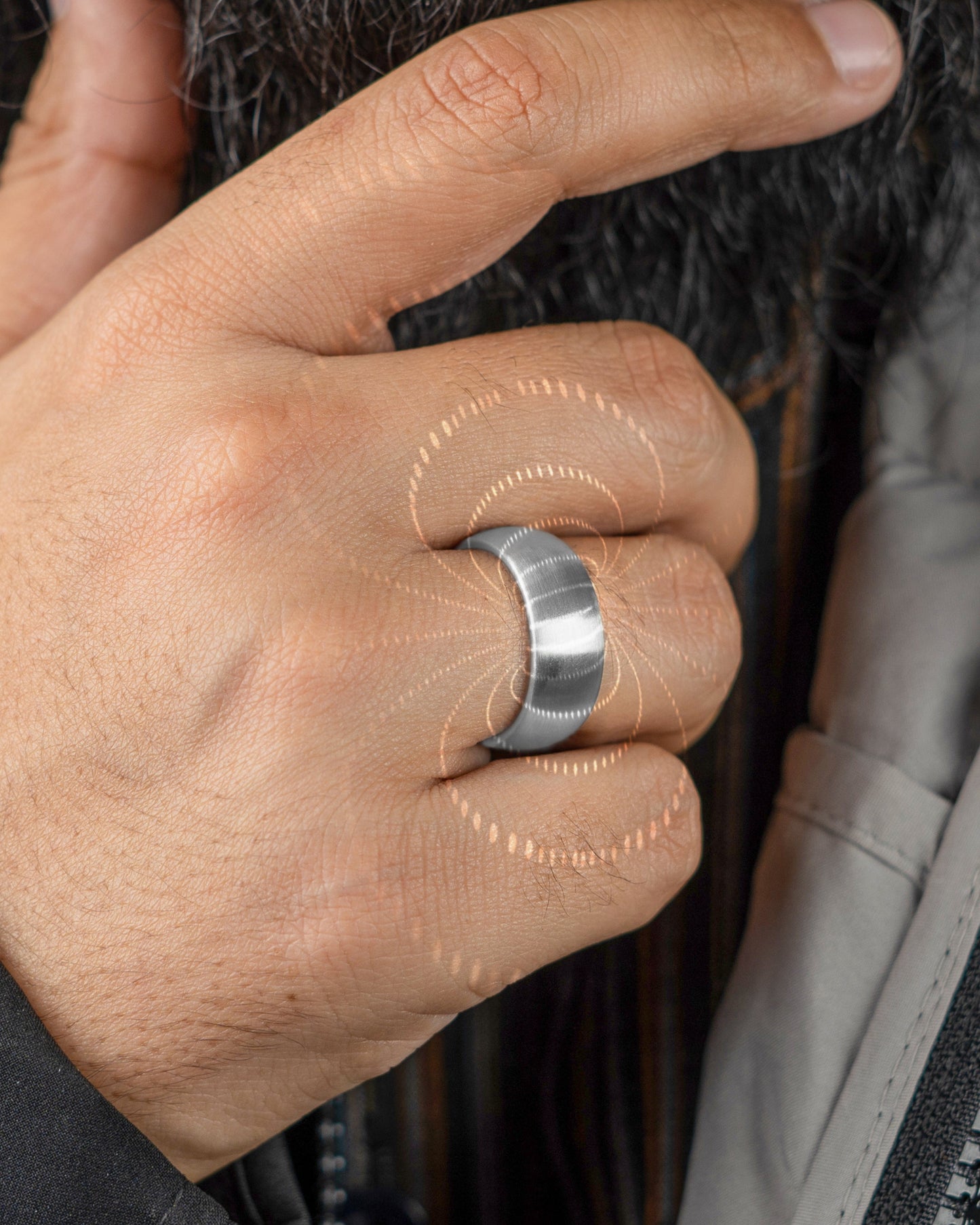 Anillo de Terapia Magnética (Plata Cepillada)