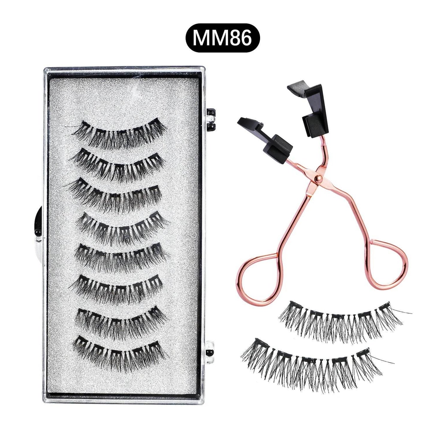 Magnetic 8Pcs Reusable Eyelashes with Applicator – No Glue, 5 Magnet Natural Look Lashes