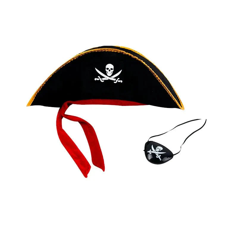 Pirate Skull Hat and Eye Patch Set | Kids Halloween Captain Costume Accessory