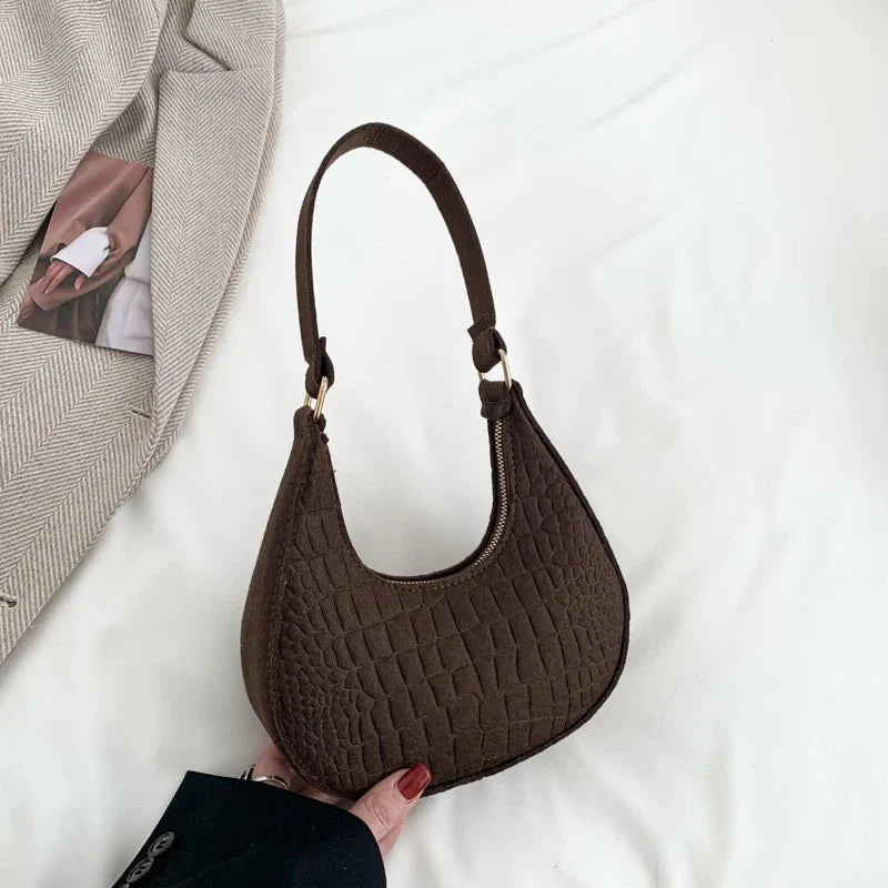 Retro Leisure Half Moon Shoulder Handbag