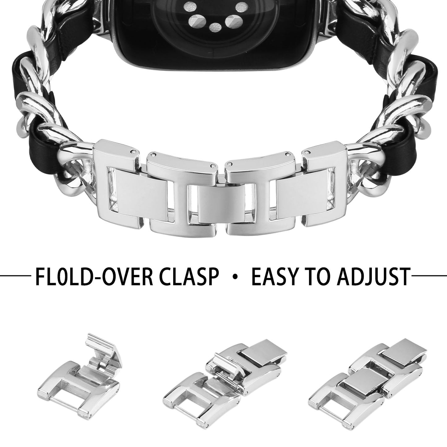 Bracelet à maillons en métal fin pour Apple Watch 38/40/41mm et 42/44/45mm