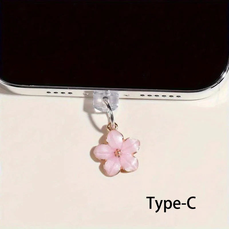 Simple Flowers Phone Dust Plug – Decorative Charging Port Pendant