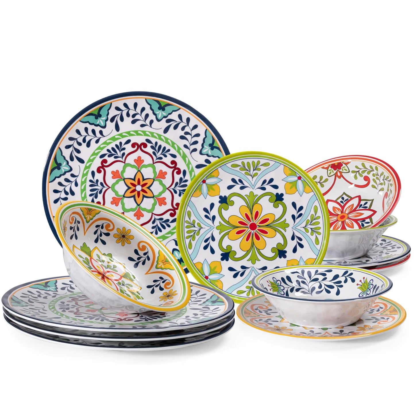 Ensemble de vaisselle en mélamine Talavera pour 4 personnes
