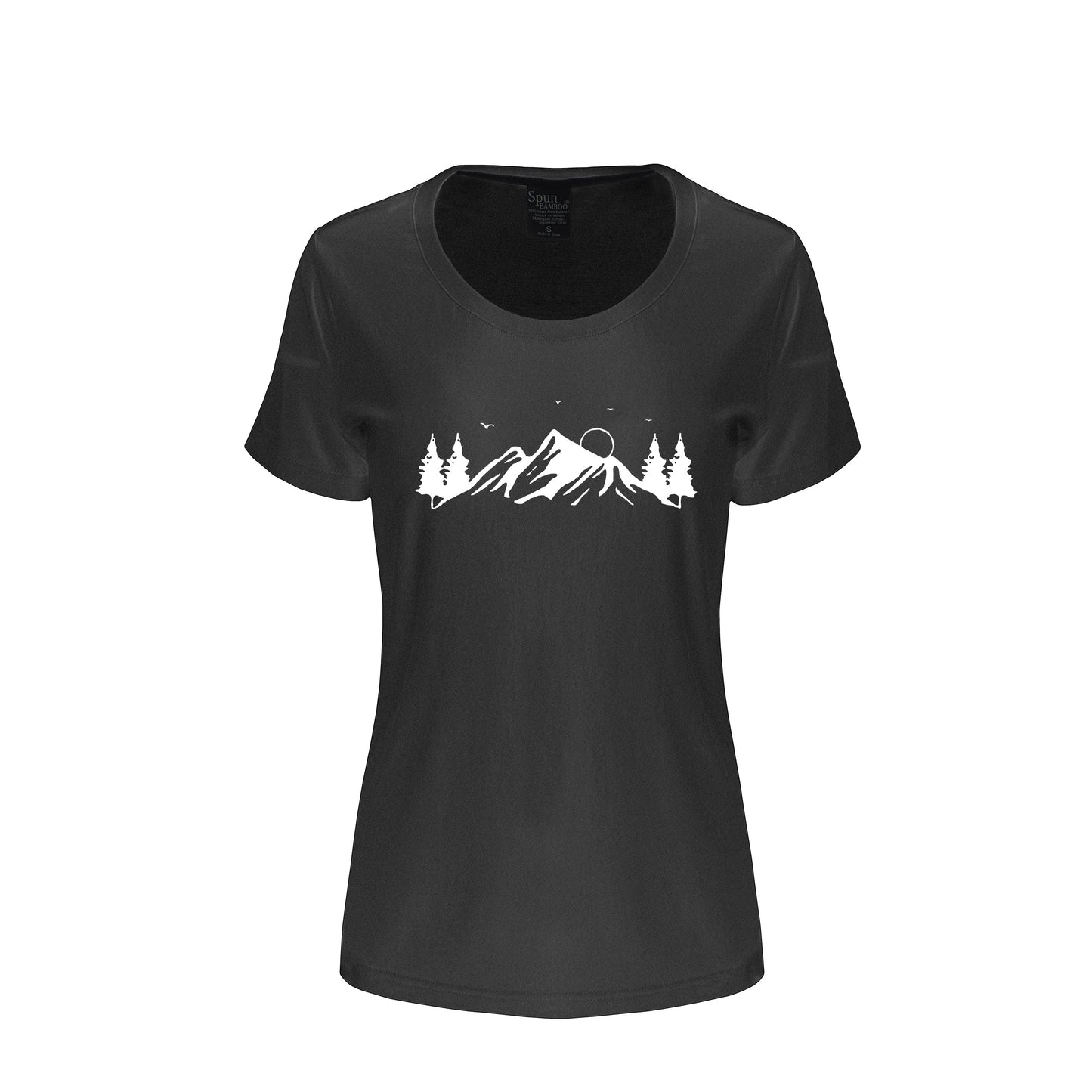 T-shirt femme en bambou/coton à manches courtes et encolure dégagée, imprimé Mauna Kea