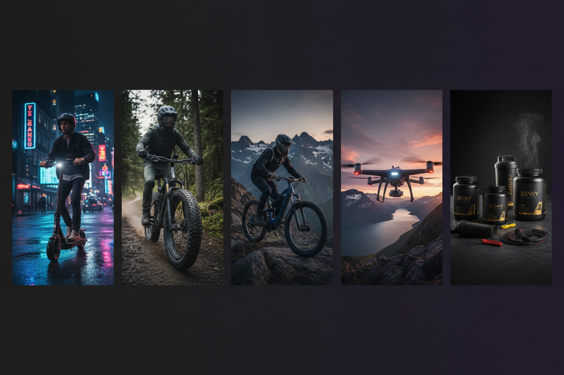 ZENVY New Arrivals: E-Scooters, E-Bikes, Mountain Bikes, Drones & Supplements