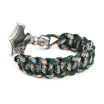 Pulsera trenzada a mano de cuerda de paraguas de titanio y acero inoxidable para hombre