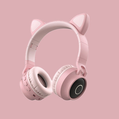 Casque Audio LED Oreilles de Chat Bluetooth 5.0 sans Fil Pliable Portable pour Enfants avec Microphone, Meilleur Cadeau