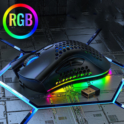 BLACK Silent Wireless Rechargeable Hole Gaming Mouse