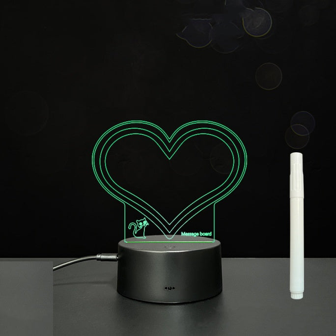 Tableau de messages manuscrits en acrylique 3D avec lumière LED