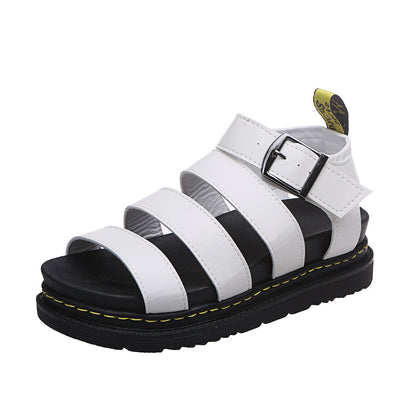 Buckle Sandals Flat Platformthick Shoes