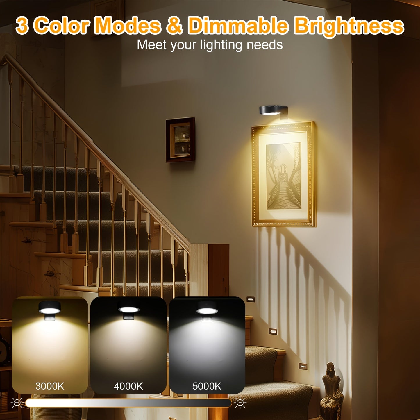 Magnetic LED Picture Lights with Remote – Dimmable Wall Art Lights Battery Powered
