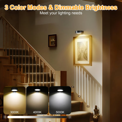 Magnetic LED Picture Lights with Remote – Dimmable Wall Art Lights Battery Powered