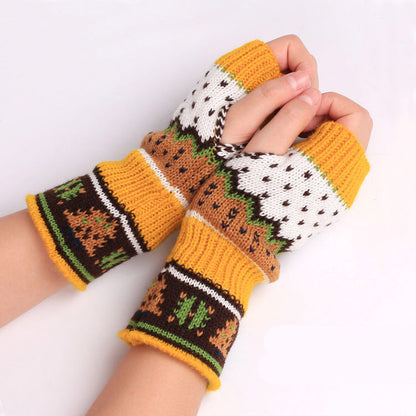 Mitaines en tricot de laine épaisse motif sapin de Noël
