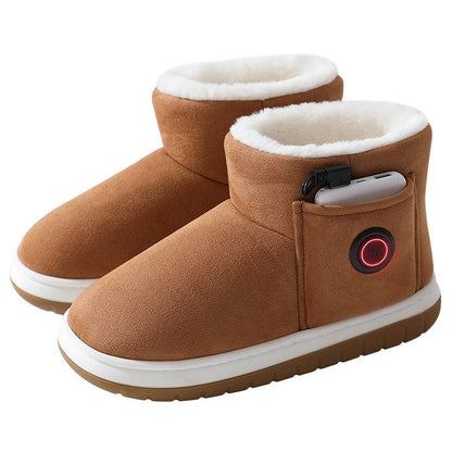 Chaussures chauffantes électriques Chaussons chauffants rechargeables pour pieds, chauffage à domicile, chaussures en coton chaud à régulation de température pour l'hiver