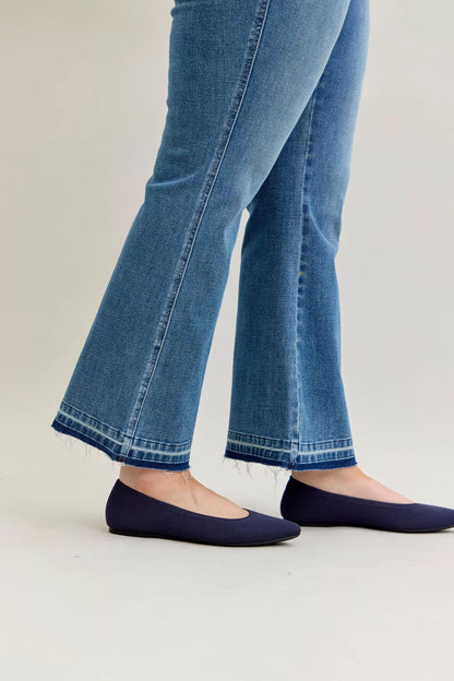 Judy Blue Full Size Mid Rise Slim Bootcut Tummy Control Release Hem Jeans Plus Size