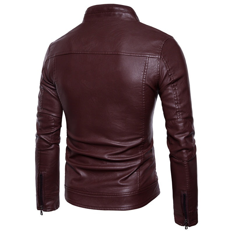 Blouson en cuir pour homme grande taille, épais et doublé de velours