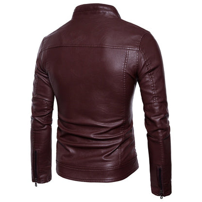 Blouson en cuir pour homme grande taille, épais et doublé de velours