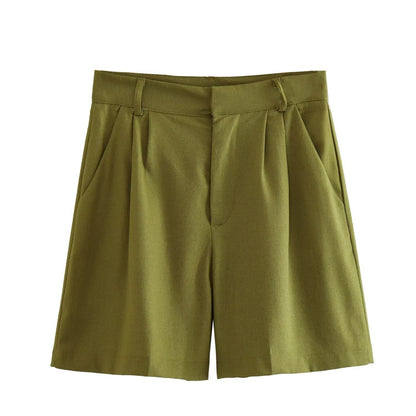 Women's Waistcoat Vest Linen Blended Casual Shorts Suit Women