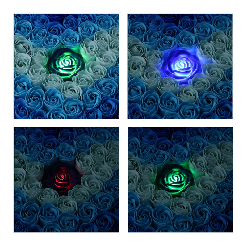 Gradient LED Heart-Shaped Soap Rose Gift Box – Romantic Flower Gift for Valentine's Day, Birthdays & Special Occasions