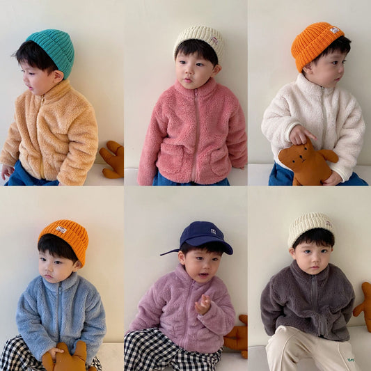 Kids' Sherpa Fleece Winter Jacket – Warm Full-Zip Coat