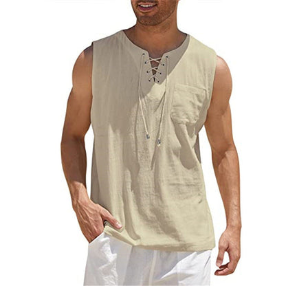 Men’s Summer Tank Vest – Shirt Collar Tie Short Sleeve T-Shirt | Multiple Colors