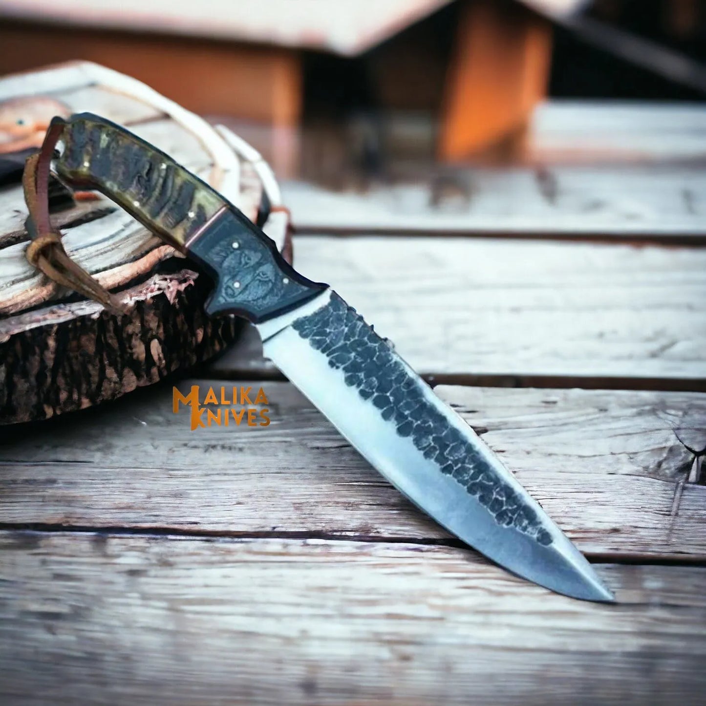 Hand Forged D2 Hunting Knife Bull Horn Handle
