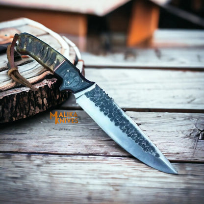 Hand Forged D2 Hunting Knife Bull Horn Handle