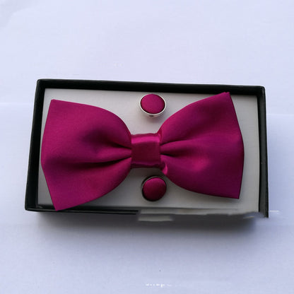 Pocket Square Cufflinks Set Men's Bow Gift Box