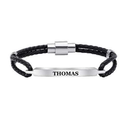 Bracelet en cuir pour homme avec lettres européennes et américaines, boucle magnétique en acier inoxydable