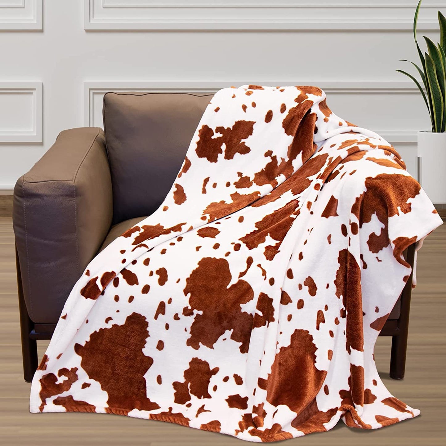 Manta de Franela Digital con Estampado de Vaca