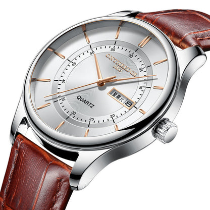 Round Waterproof Belt Quartz Watch