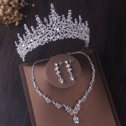 Silver Crystal Drop Bridal Jewelry