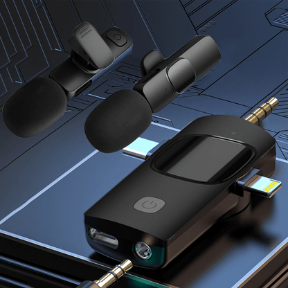 Microphone-cravate sans fil pour iPhone - Téléphone Android Appareil photo Ordinateur portable Double microphone-cravate sans fil - Latence ultra-faible 2,4 G, filaire, Plug & Play, réduction du bruit