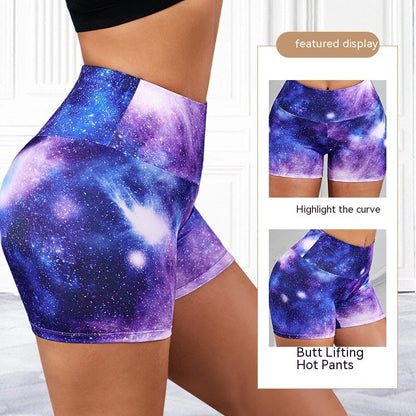 Short de yoga sexy à taille haute, tie-dye, pour le fitness, pantalon de sport d'été