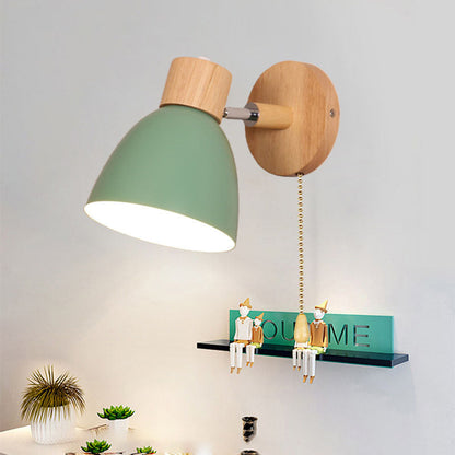 Modern Minimalist Wooden Cone Wall Sconce LED E27 Wall Light