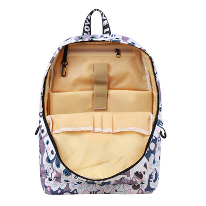 Cartoon Big Head Cat Print Backpack