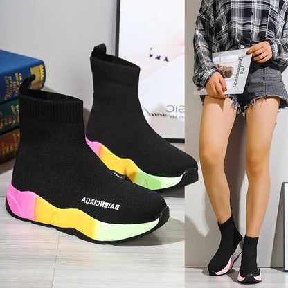 Black Sock Boots Platform Shoes