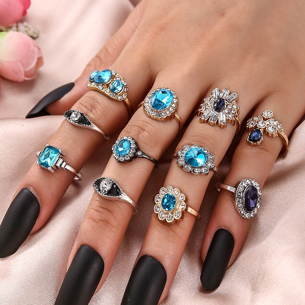 Women's Vintage Water Drop Diamond Ring Suit