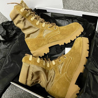 Lace-up Casual Solid Color Martin Boots