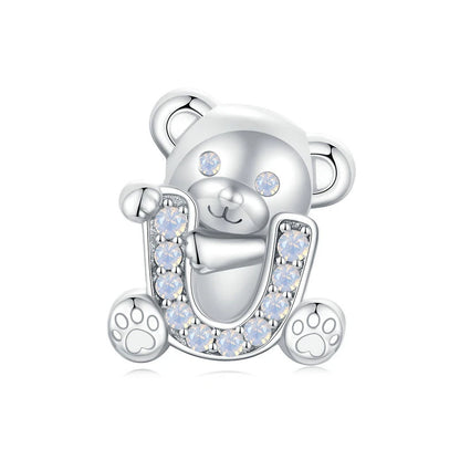 Valentine's Day Cute Bear Love Beaded S925 Sterling Silver Diy Scattered Beads Girlfriend's Accessories